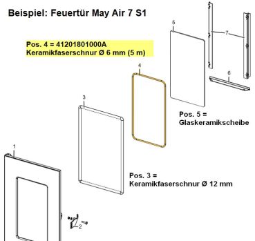 Preview: 41201801000A Keramikfaserschnur Ø 6 mm (5 m) für Feuertüren