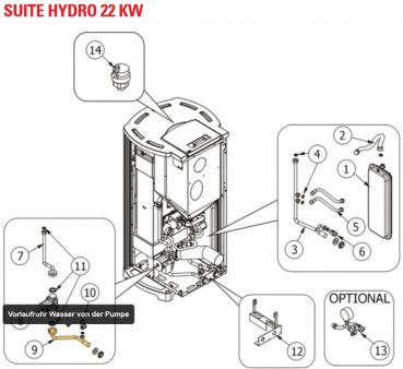 Vorlaufrohr Wasser von der Pumpe 41500900900