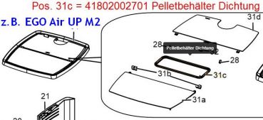 Preview: 41802002701 Pelletbehälter Dichtung 310x130mm für MCZ Pelletöfen M2, M2+, M3