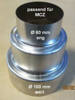 Preview: Warmluftanschluss-Set an MCZ Ø60 mit T-Stück 3xØ80mm