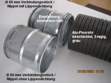 Preview: Ø 80 mm Verbindungsstück / Nippel mit Lippendichtung