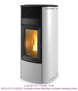CLUB AIR 10 R, 7122049 - 10 kW ABSOLUTE (3) 6922023, Deckplatte Keramik Matt Black und Metall-Verkleidung White