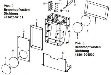 Brenntopfkasten Dichtung 41802000101 für MCZ Comfort Air Matic 14, Pos.2
