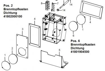 Brenntopfkasten Dichtung 41801904500 für MCZ Comfort Air Matic 14, Pos.6