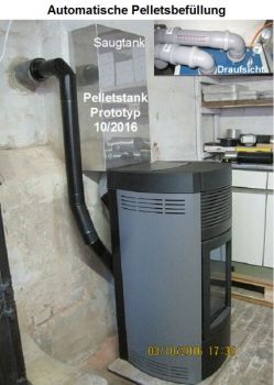 Preview: Eigener Pelletofen MCZ CLUB 2.0 Comfort Air 12,0 kW, für Werkstattheizung im Stockwerk darüber