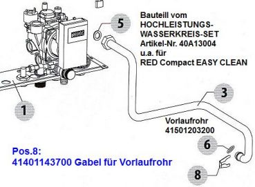 Preview: 41401143700 Gabel-Rohr Ø18 - u.a. Vorlauflaufrohr für RED Comp. EASY CLEAN