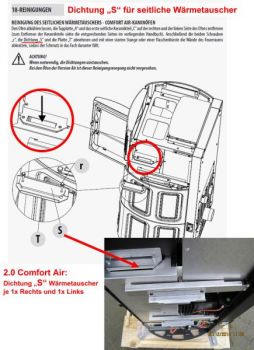 Preview: Dichtung "S" - für seitliche Wärmetauscher MCZ 2.0 Comfort Air, ca. 140x40x7mm