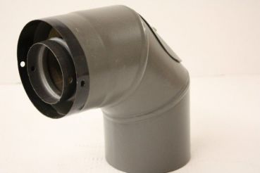 Preview: Ø 80 mm, Pellet-Bogen 90° MIT Reinigungsöffnung - doppelwandig isoliert