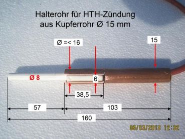 Preview: HTH Pelletzünder 120 Watt für Rohrinnen-Durchmesser 14 mm