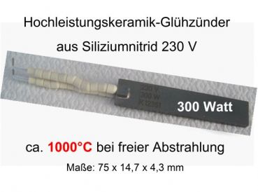 Vollkeramikglühzünder aus Siliziumnitrid, 300 Watt, GLZ080