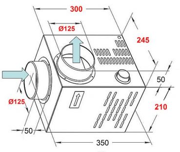 Preview: Kaminlüfter KAM125 mm, 400 m³/h (108 Watt) optional mit Anschluß-Stutzen