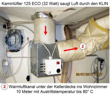Preview: Kaminlüfter 125 ECO, stromsparend (32 Watt) und leise 37 dBA (3m)