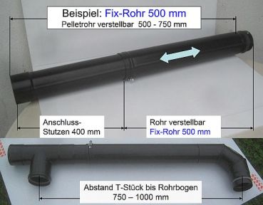 Preview: Ø 80 mm, Pelletrohr verstellbar, Verschieberohr 2-teilig, Rohr in Rohr