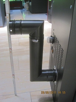 Preview: Ø 80 mm, Pellet-Doppelbogen zweiteilig, ausziehbar, drehbar