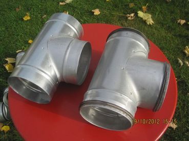 Preview: T-Stück mit drei 100mm Anschlüssen - mit Lippendichtung