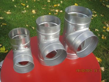 Preview: T-Stück mit drei 80 mm Anschlüssen