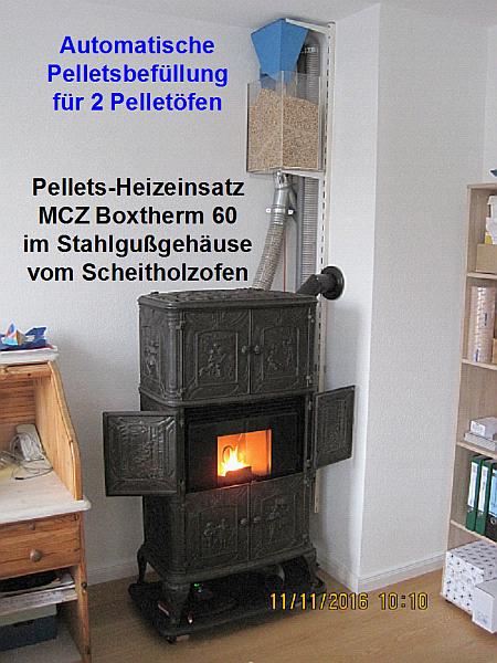 Automatische Pelletzuführung für 2 Pelletöfen mit Sauganlage