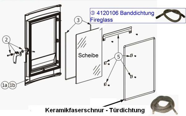 Dichtung FIREGLASS Ø 5 mm, 3 Meter - 4120106 für Glasscheibe Feuerraumtür