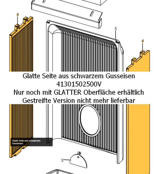 41301502500V Glatte Seite aus schwarzem Gusseisen