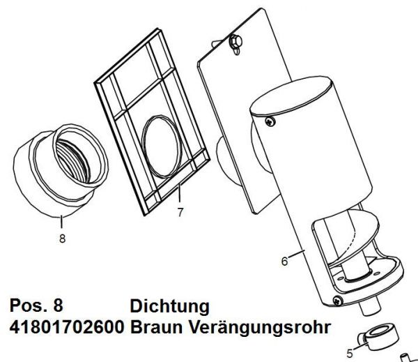 Silikondichtung  Braun Verängungsrohr - Rohrleitung Förderschnecke