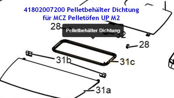 Pelletbehälter Dichtung 41802007200 für MCZ Pelletöfen UP M2