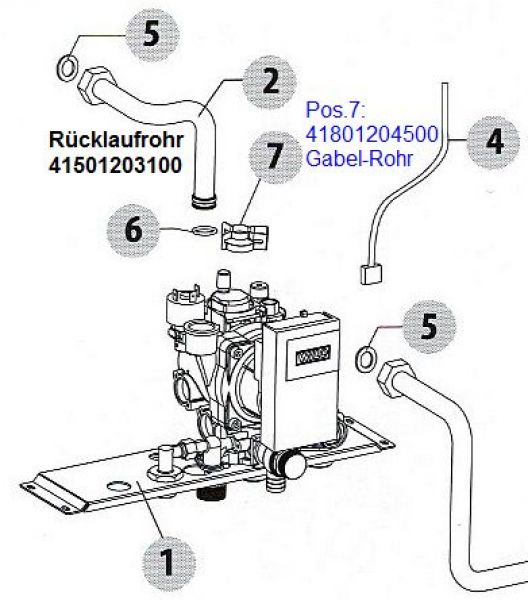41501203100 Heizungsrücklaufrohr - Verbindungsrohr zur Pumpe