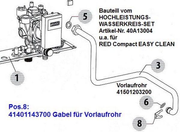 41501203200 Heizungsvorlaufrohr - mit Hochleistungs-Zirkulator
