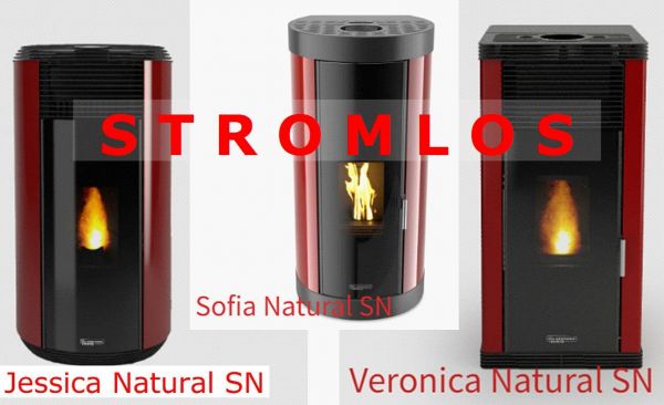 STROMLOSER Pelletofen Veronica Natural SN - 7,9 kW, schwarz glänzend
