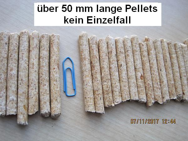 KEINE überlangen Pellets für Saugsystem